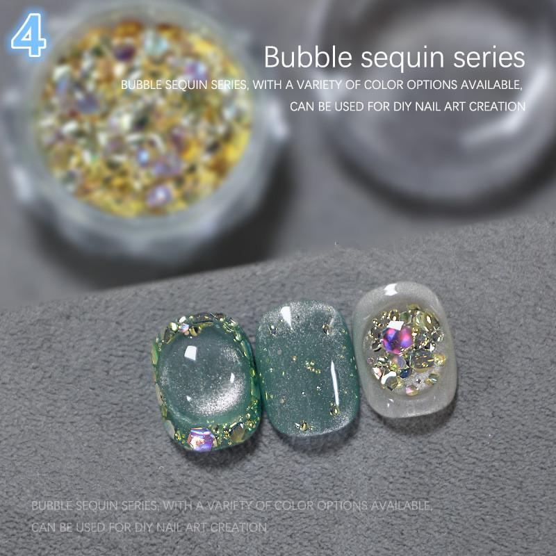 1Jar Bubble Nail Glitter Coarse Fine Mixed Large Glitter Irregular Hexagonal Sequin Diy Nail Jewelry Decoration Material