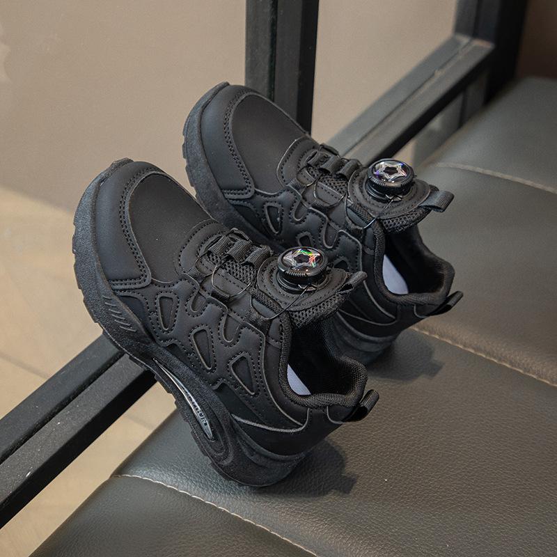 Kids Black Rotary Buckle Non Slip Casual Sneakers 26 чёрный