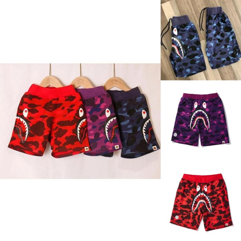 Pantaloncini in Cotone Stampati con Testa di Squalo Mimetica per Uomo Look Casual Estivo**