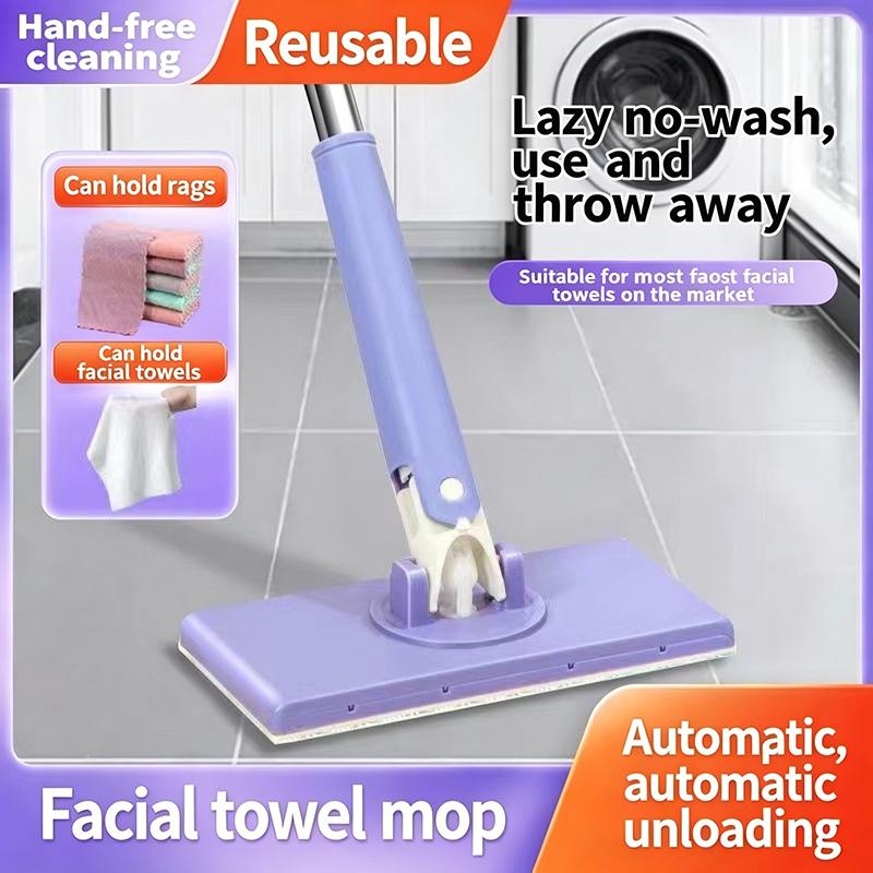 Compact 360° Rotation Lazy Mini Mop Disposable Wet Wipe Clip Flat Mop for Shoe Upper Surface Stain Quick Cleaning