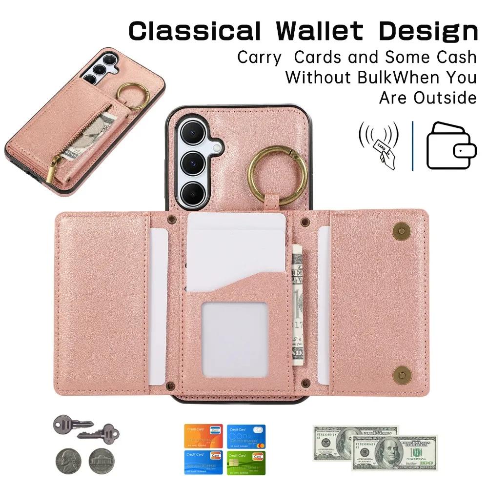 Leather Crossbody Phone Case for Samsung S24 S25 S26 Ultra S23 FE S22 S21 Plus A57 A37 A56 A36 A16 Wallet Cover with Card Holder