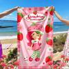 Strawberry Shortcake Print Beach Towel, Versatile Lightweight Absorbent Beach Towel for Pool Surf Yoga Bathroom, Perfect Birthday Holiday Gift