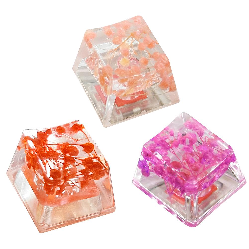 Resin Dry Flowers Keycap Translucently Keycaps Cross Axis Mechanical Keyboard Keycap for Cherry MX Mechanical Gaming Keyboard