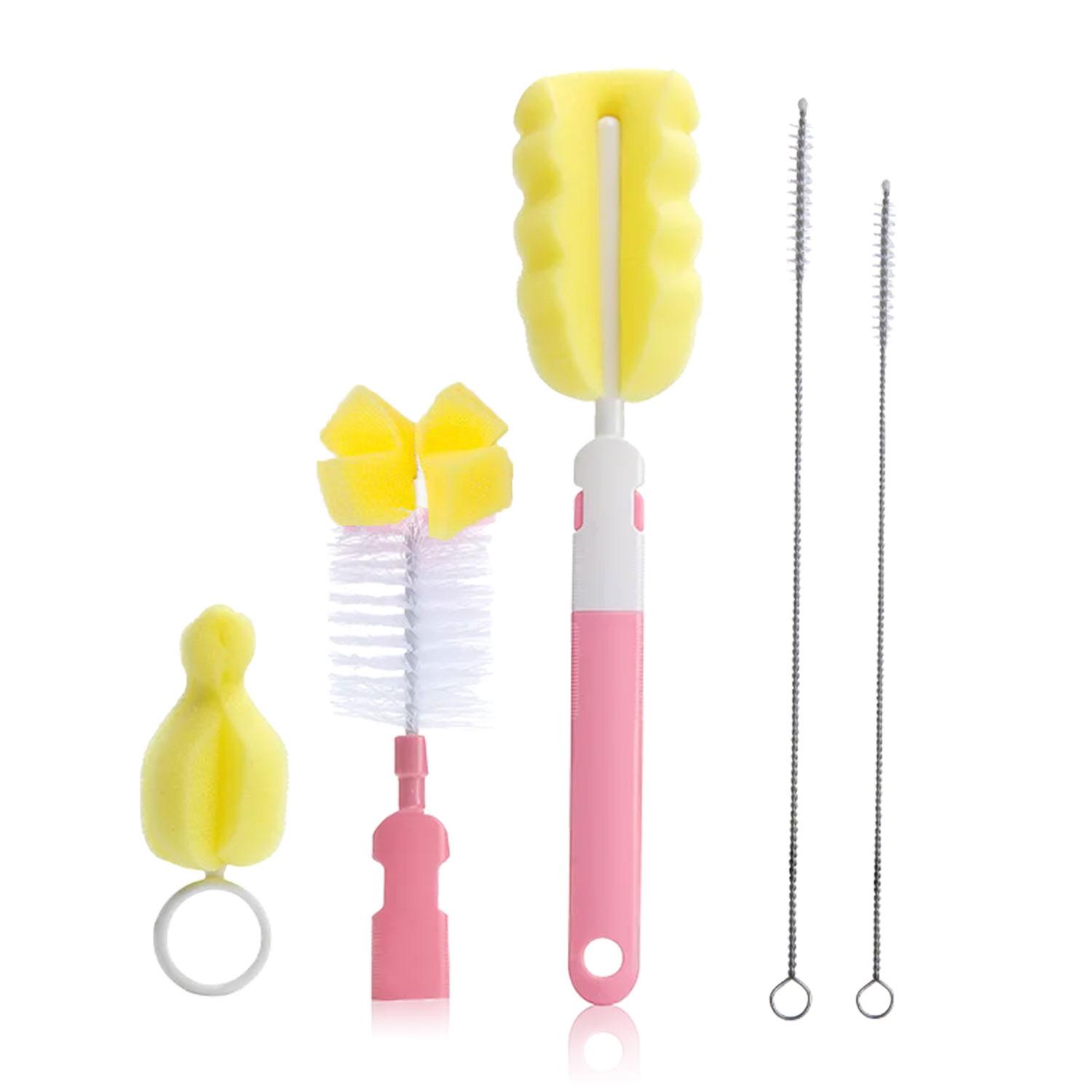 

Щетка для чистки бутылочек, 5 шт., щетка для чистки сосок и трубочек, изготовленная из губки и нейлона для безопасной и эффективной чистки