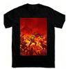 Slayer Fiery Hell Demon Battle Print Tshirt Unisex Soft Cotton Loose Horror Shooting Game Gamer Casual Daily Streetwear Tee