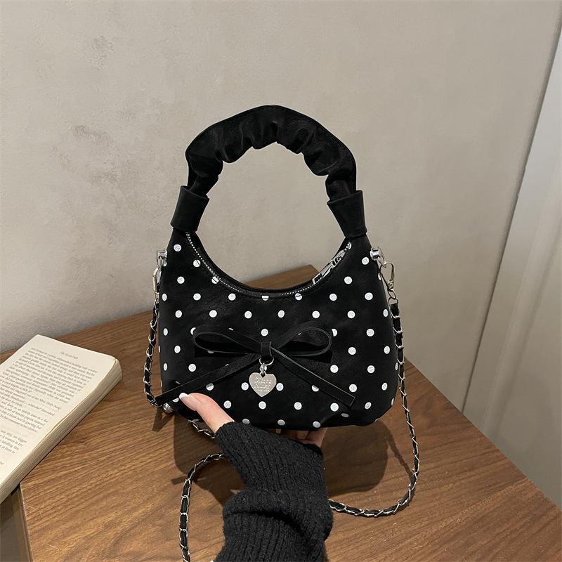 Bags Women's Polka Dot Bow Shoulder Bag Chain Crossbody Cloud Bag