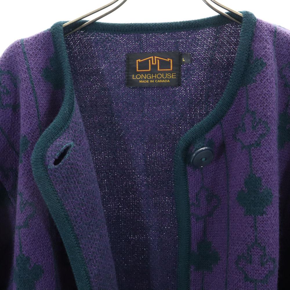LONGHOUSE Wool Long Sleeve Knit Cardigan L Purple Women Used