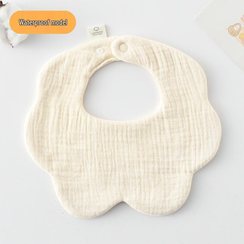 Korean-Style Solid Color Gauze Baby Petal Bib, Soft 7-Layer Waterproof, All Cotton, Class A