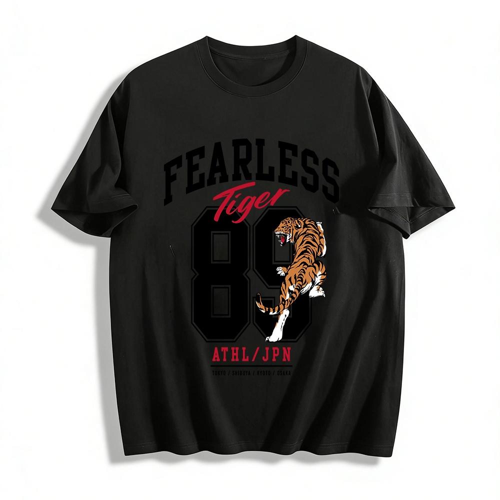 Fearless Tiger No.89 Print Athletic Tee Tokyo Street Style Casual Top Pure cotton T-shirt XXS