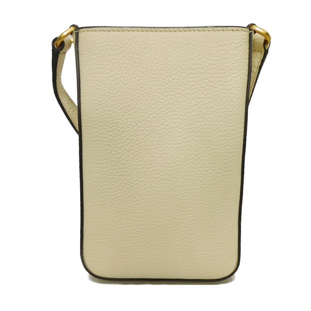 Used 10833 Britten Phone Crossbody 141000 122 7921 Ivory Pochette with Double T Logo in New Cream, Unisex from Japan