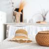 (One Size, Khaki) Women Summer Straw Hat Bucket Cap Lace Patchwork Bucket Hats UV Protection Beach Holiday Sun Hat