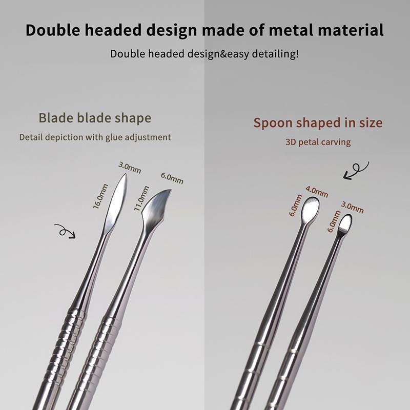 Metal Double-headed Nail Carving Rod Extension Glue Removal Stick Gel Removal Spatula Nail Polish Dipping Removal Tool