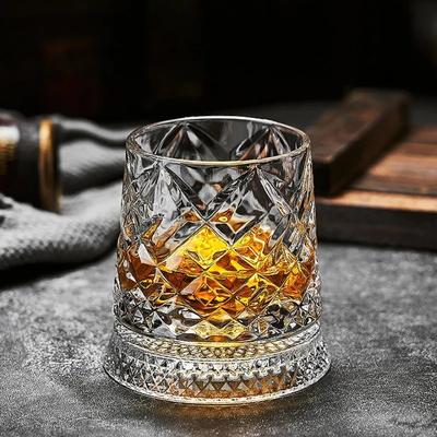 260ml Tumbler Cup Creative Foreign Wine Cup with Base Rotating Whiskey Glass Household Personalized Wine Glass Bar Accessories