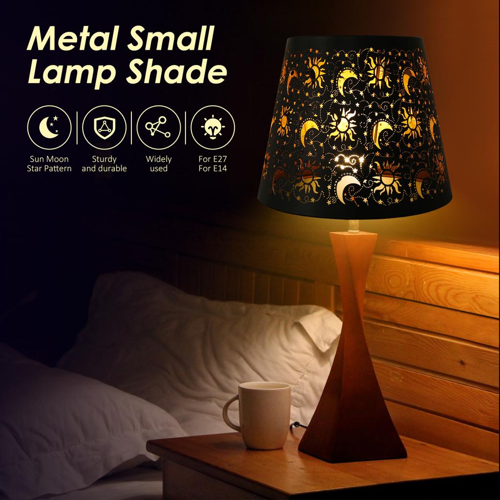 2Pcs Metal Table Lamp Shade Sun Moon Star Pattern Hollow Out Iron Lampshade Cover for Table Lamps Small Chandeliers Wall Lamps