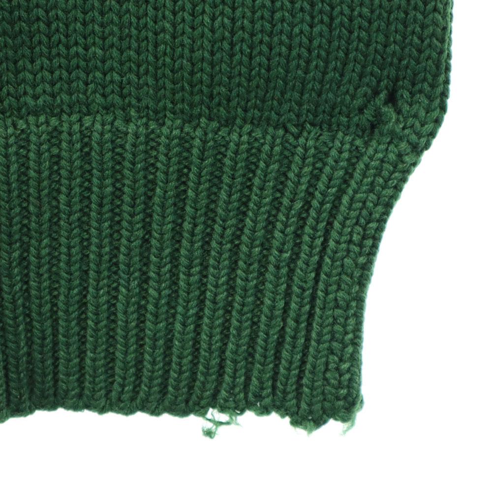 Vintage 40er 50er Langarm Pullover mit Buchstabenaufnäher grün Strick Herren Gebraucht