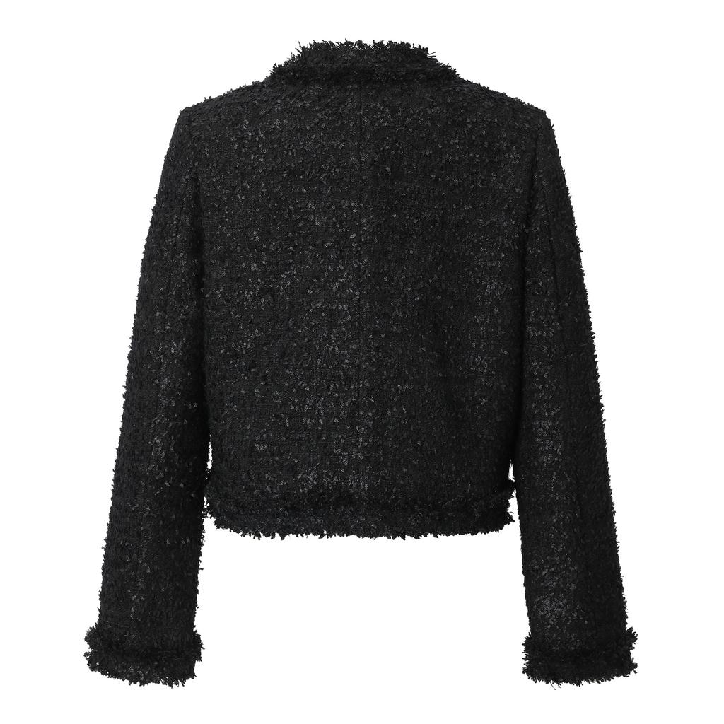 Khakipoint Antique Crop Tweed Jacket (Black)