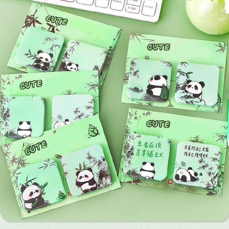 Cartoon Panda Sticky Note Paper 60Sheets Adheive Notes Pocket Notes Memo Pad Small Notepads for Writing Journaling
