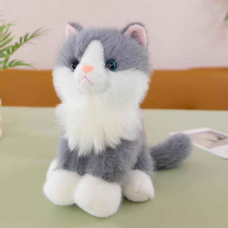 Ragdoll Tabby Cat Plush Toy - Sitting Kitten Comfort Doll