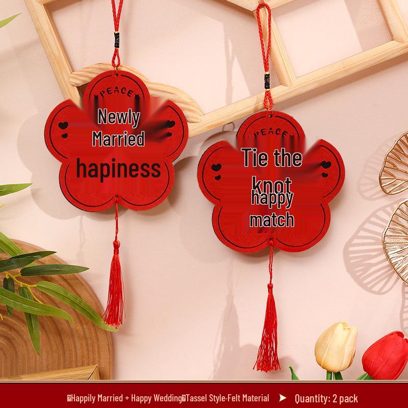 Creative Double Happiness Wedding Door Handle Ornament - Room Decoration Pendant for Bedroom.