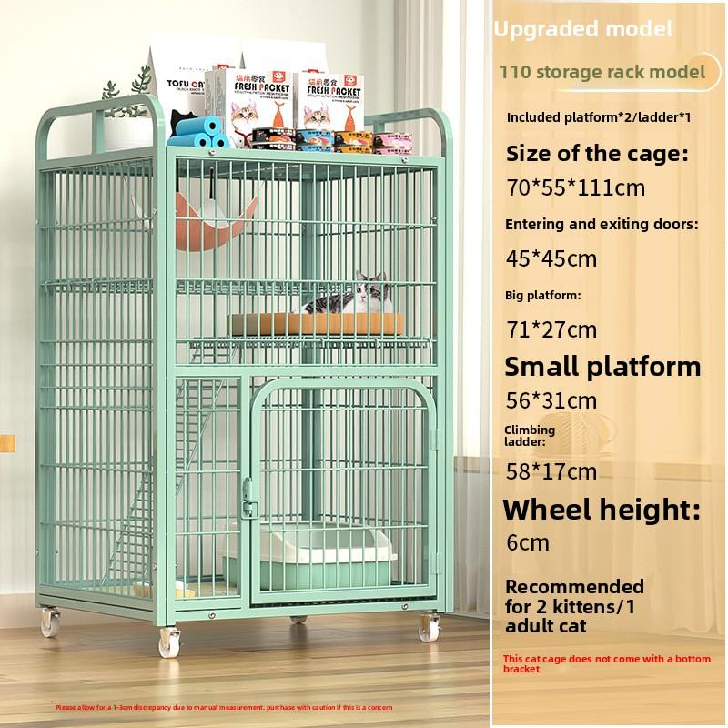 Large Cat House Square Tube Metal Enclosure Multi-Level Kitty Mansion & Pet Playpen Movable Storage Shelf & Comfortable Cat Bed