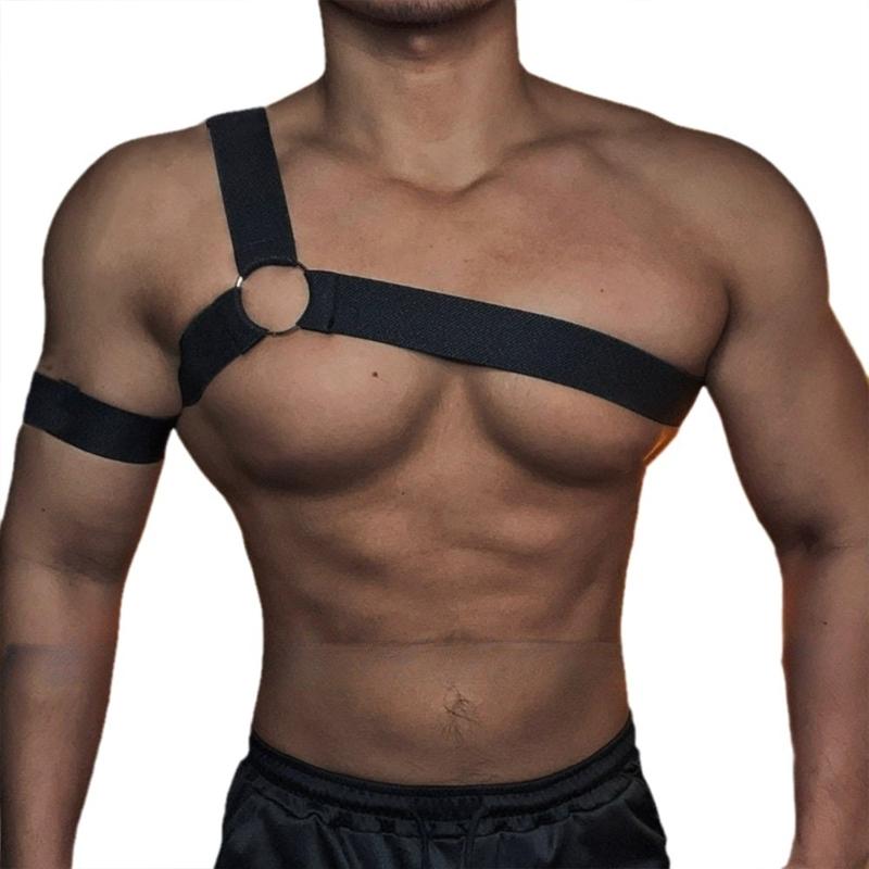 Elastic Body Chest Harness Chain Strap Leathers Punk Chain Choker Men Chest Harness Nightclub Cosplay Costume Accessory