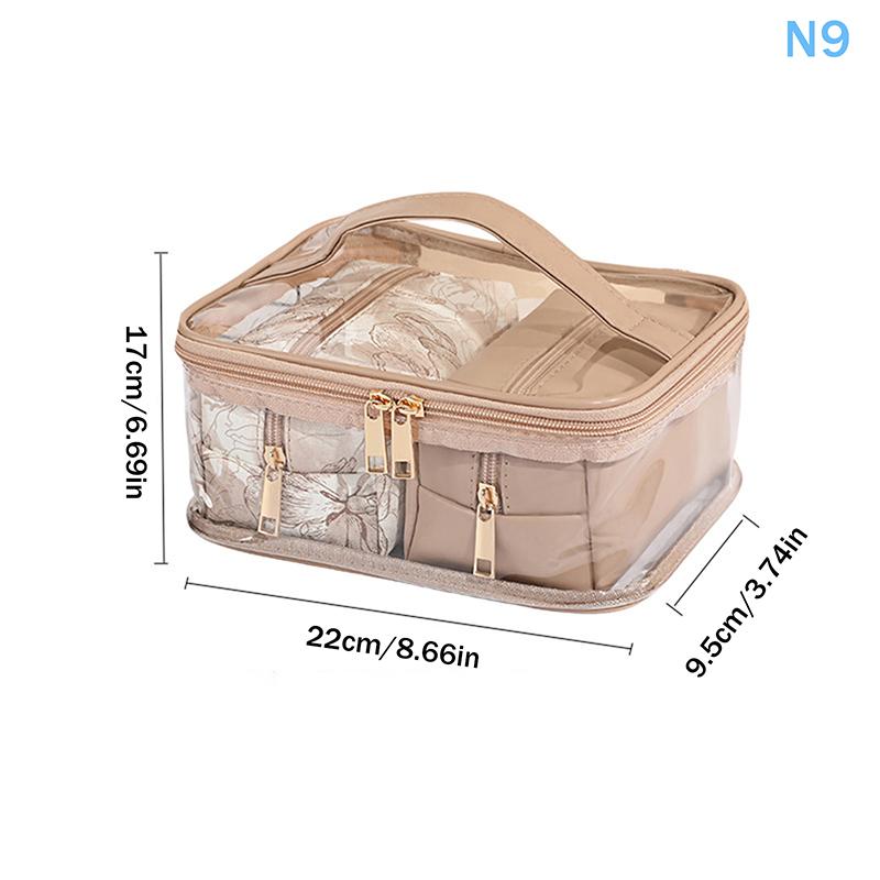 Floral Print Transparent Toiletry Bag 3-Pack Large-Capacity Handheld Makeup Storage Pouch for Women Travel