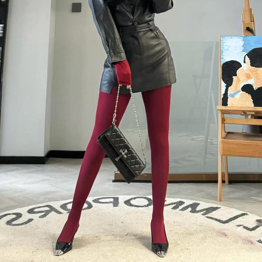 Song Hye-kyo Weinrot Matte Formende Strumpfhose – Mikro-Kompression, Blickdicht, Leggings für Frühling/Herbst