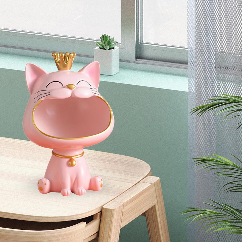 Katzenstatue Halter Harz Tierfigur Skulptur Schale Schreibtisch Schlüssel Serviertablett Aufbewahrungsbox für Schrank