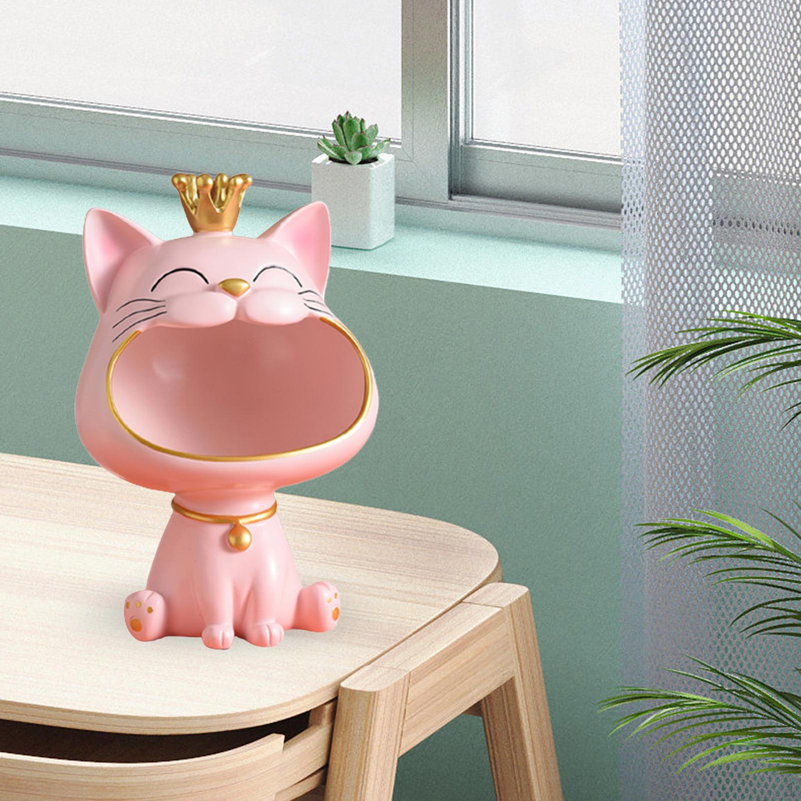 

Підставка-статуетка кота, смоляна фігурка тварини, скульптура, миска, настільний піднос для ключів, ящик для зберігання в шафу рожевий