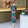 Green Mother Outfit, National Style, New Chinese Suzhou Long-sleeved Autumn Cheongsam, Improved 1011 New Women's High-end Spring and Autumn