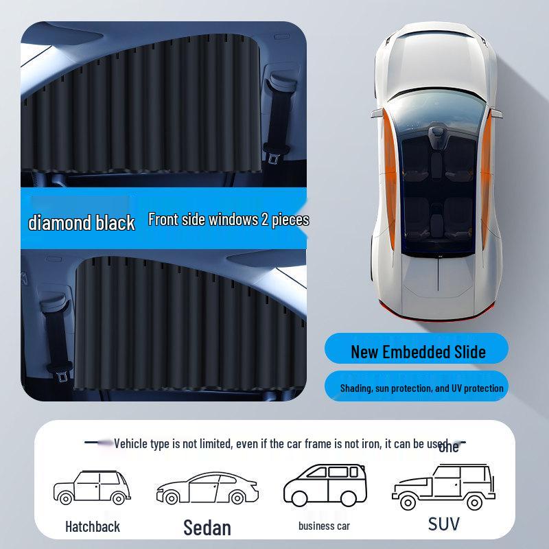 Car Sunshade Privacy Blackout Curtains for Small Vehicles with Mosquito Net