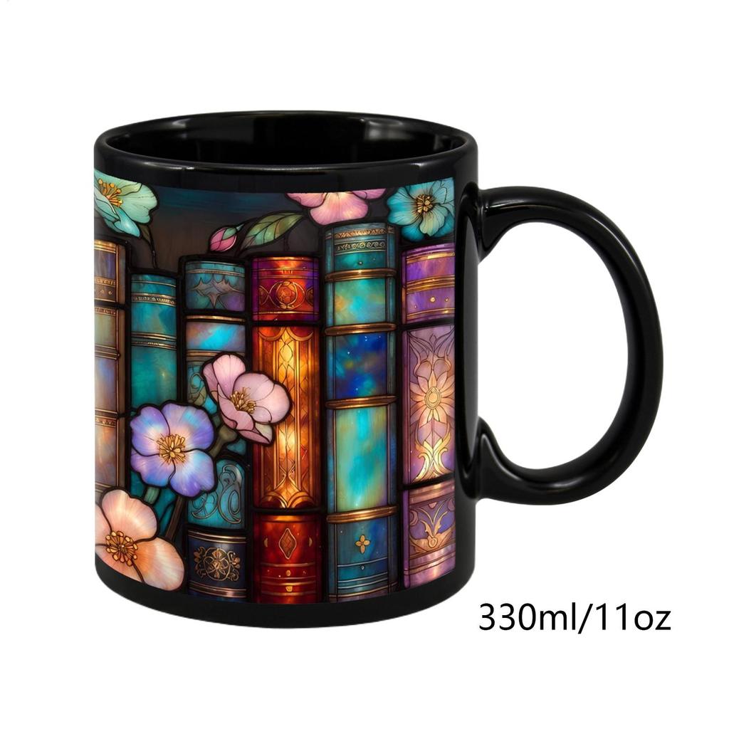 Bookshelf Mug 330ml Coffee Drinkware Ceramic Tea Cup With Handle For Reader Beverage Water Milk Cafe Kitchen Restaurant