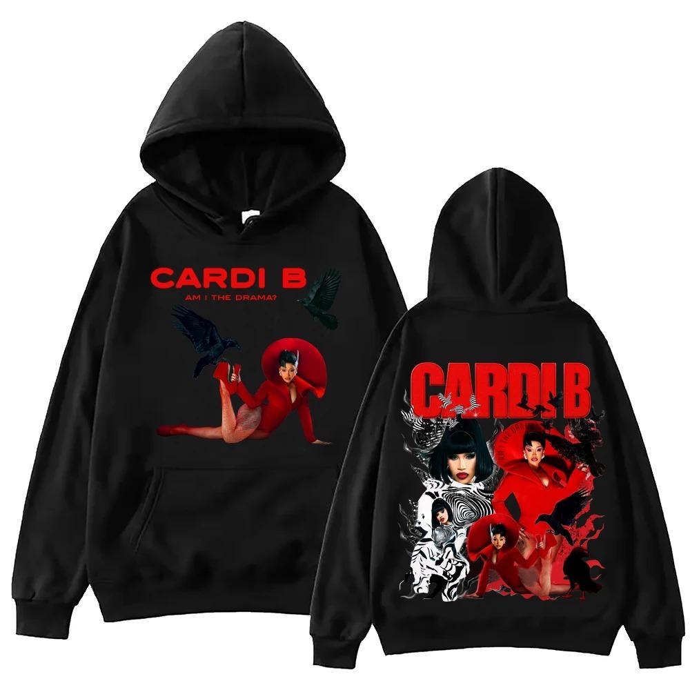 

2026 New Album Cardi B Am I The Drama Hoodie Man Woman Harajuku Hip Hop Pullover Tops Sweatshirt Gift Y2K 4XL чёрный