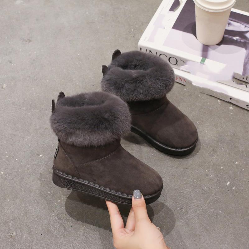 Zimní Nové Dětské Sněhule pro Dívky Plus Sametové Princeznovské Kotníkové Boty pro Dívky Teplé Dětské Bavlněné Boty pro Děti