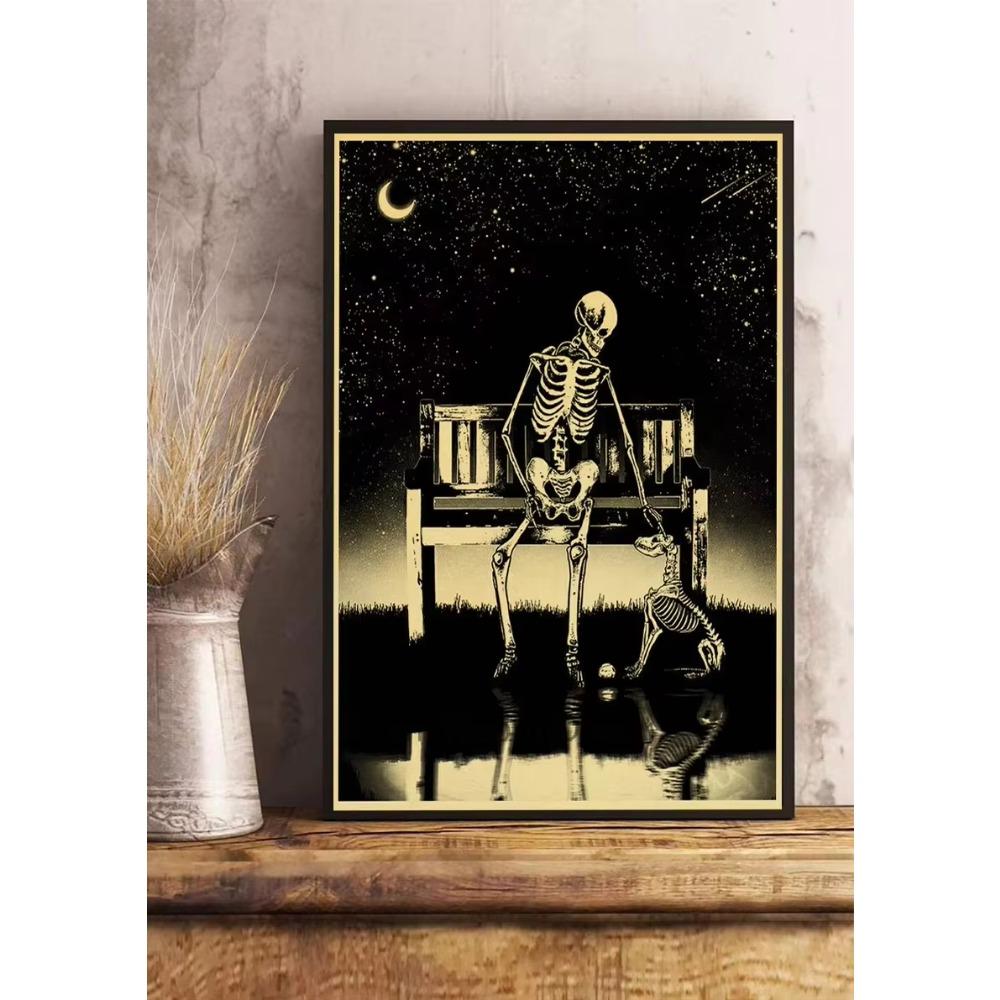 Simple Skull Posters Vintage Kraft Paper Prints Nostalgia Wall Sticker Home ation Bedroom Painting Fashion Bedroom Paint