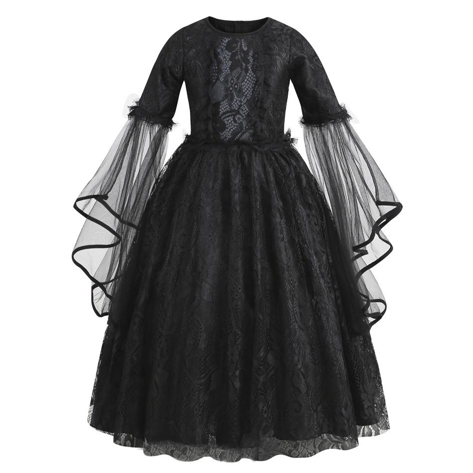 Maleficent Hexe Halloween Cosplay Kleid für Mädchen - Dunkler Stil Schwarzes Prinzessinnen Outfit