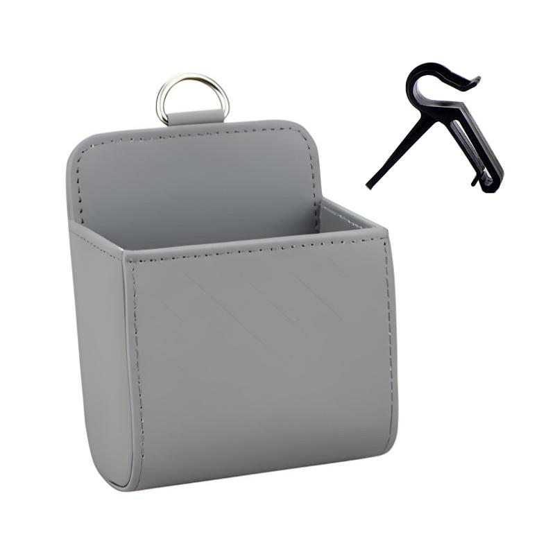 Car Phone Holder Mount Air Vent Hanging Storage Box Car Mobile Phone Bag Pu Leather Glasses Organizer Bag Support In Home