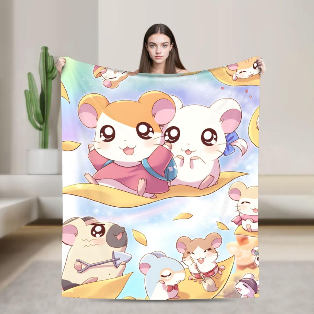 Adventure Story Hamtaro Blanket Super Warm Novelty Plush Bedding Throws For Bedroom Airplane Travel Flannel Bedspread Bed Cover