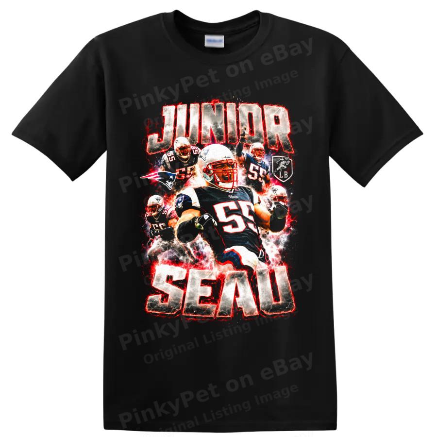 Junior Seau New England Patriots Linebacker Football T Shirt Vintage Style Tee