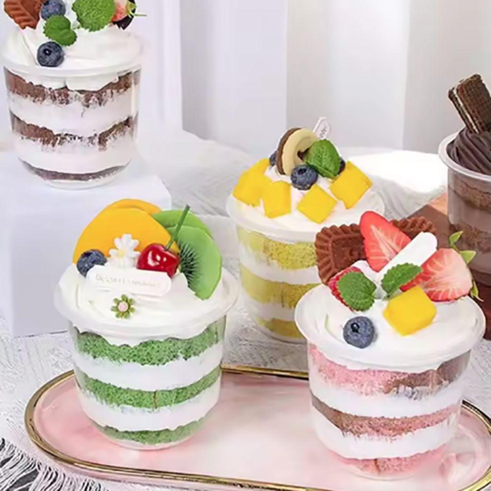 50pcs 250/360/500ML Disposable Cake Cup U Shaped Dessert Cup Drinkware Ice Cream Cup Pudding