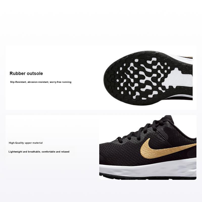 Кроссовки Nike Revolution 6 GS Черный Металлик Золотой Детские Белый DD1096-002 36