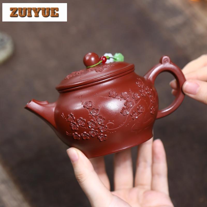 260ml Yixing Purple Clay Teapots Famous Artists Handmade Plum Blossom Ruyi Pot Raw Ore Dahongpao Mud Kettle Zisha Tea Set Craft