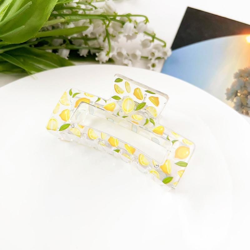 Sweet Fruit Heart-shaped Printed Grab Clip Shark Clip Simple and Fresh Semi-tied Hair Clip and Hair Accessory