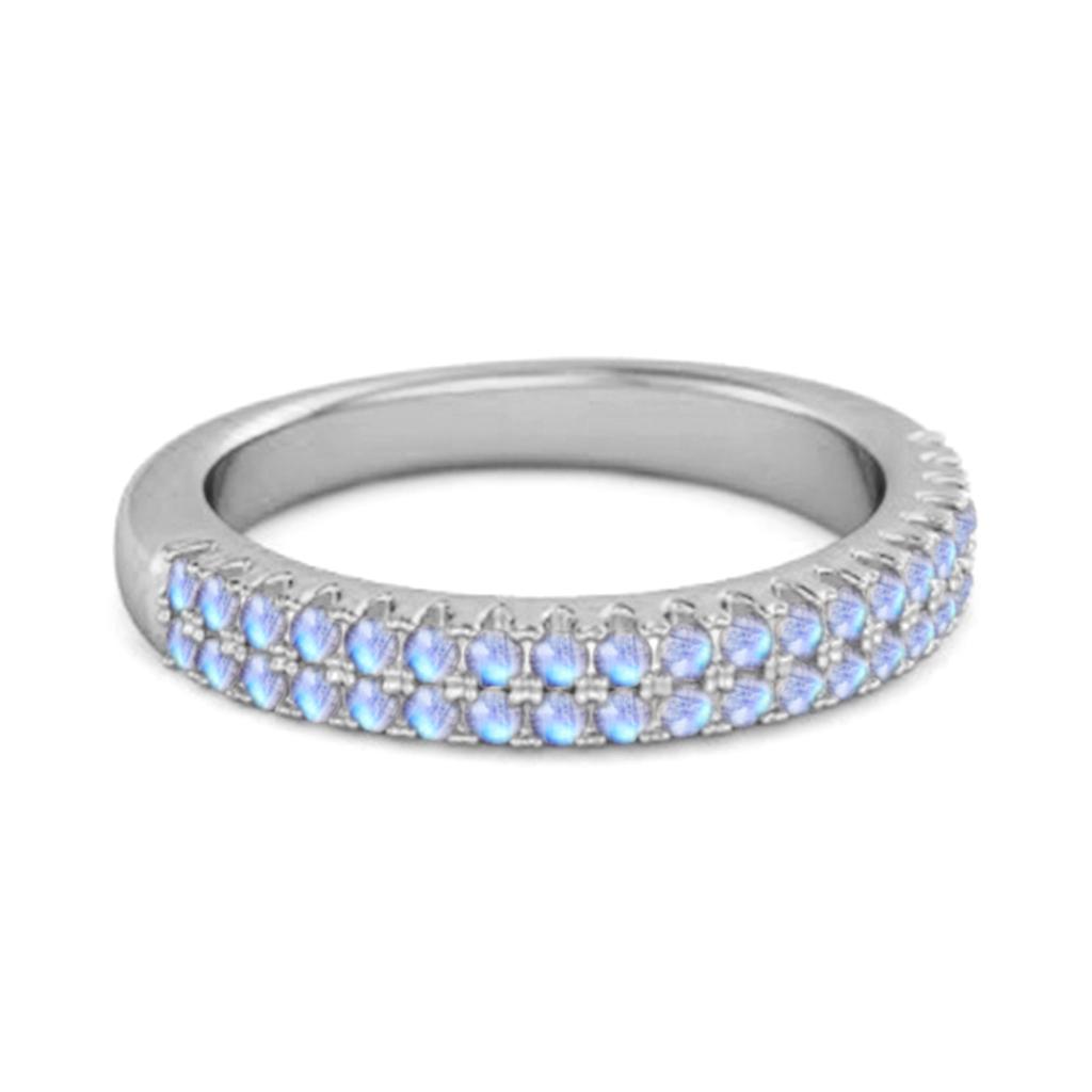 Moonstone Topaz Eternity Band Ring - 925 Sterling Silver