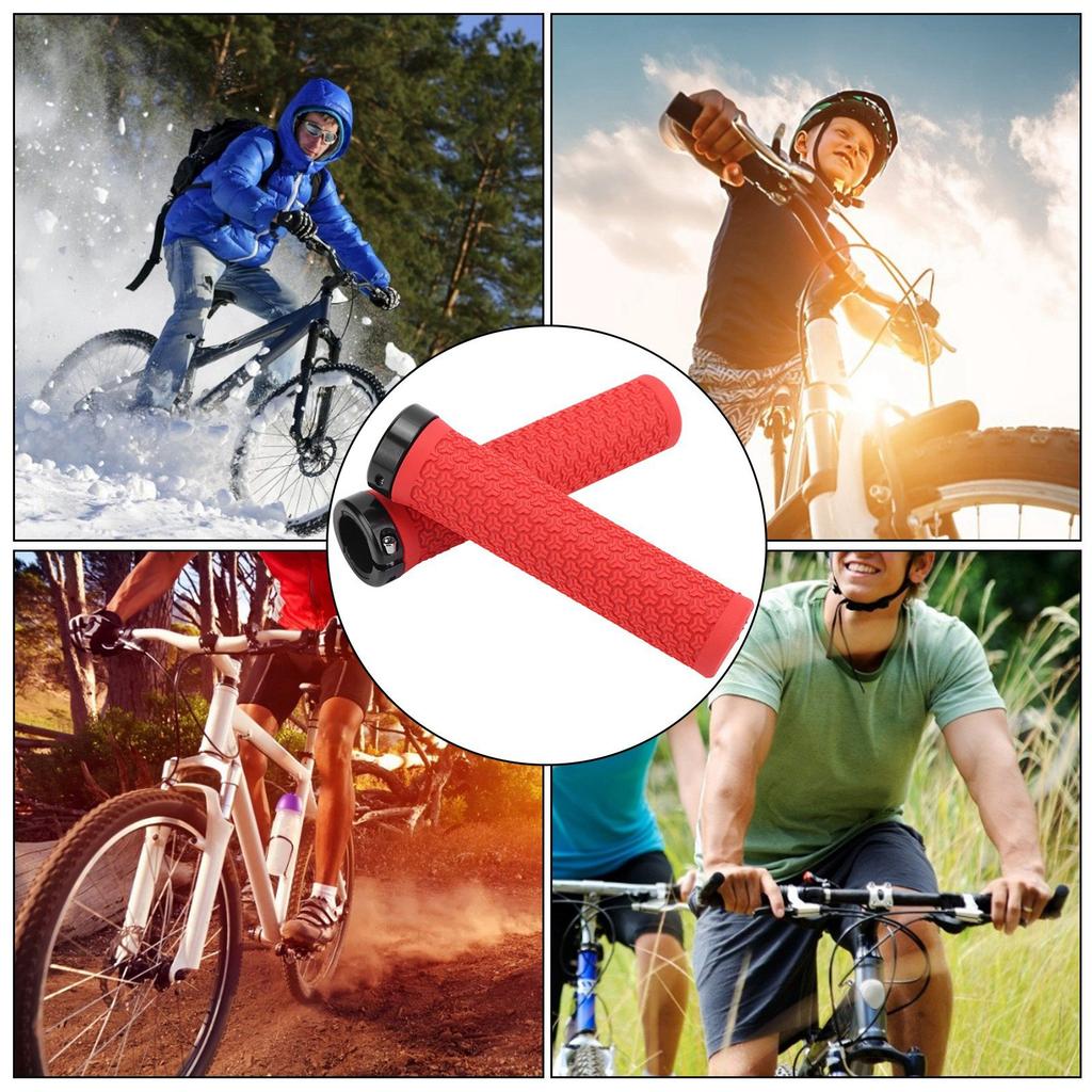 Mountain Bike Handlebar Single Locking Grips Shock Absorbing Rubber Grips