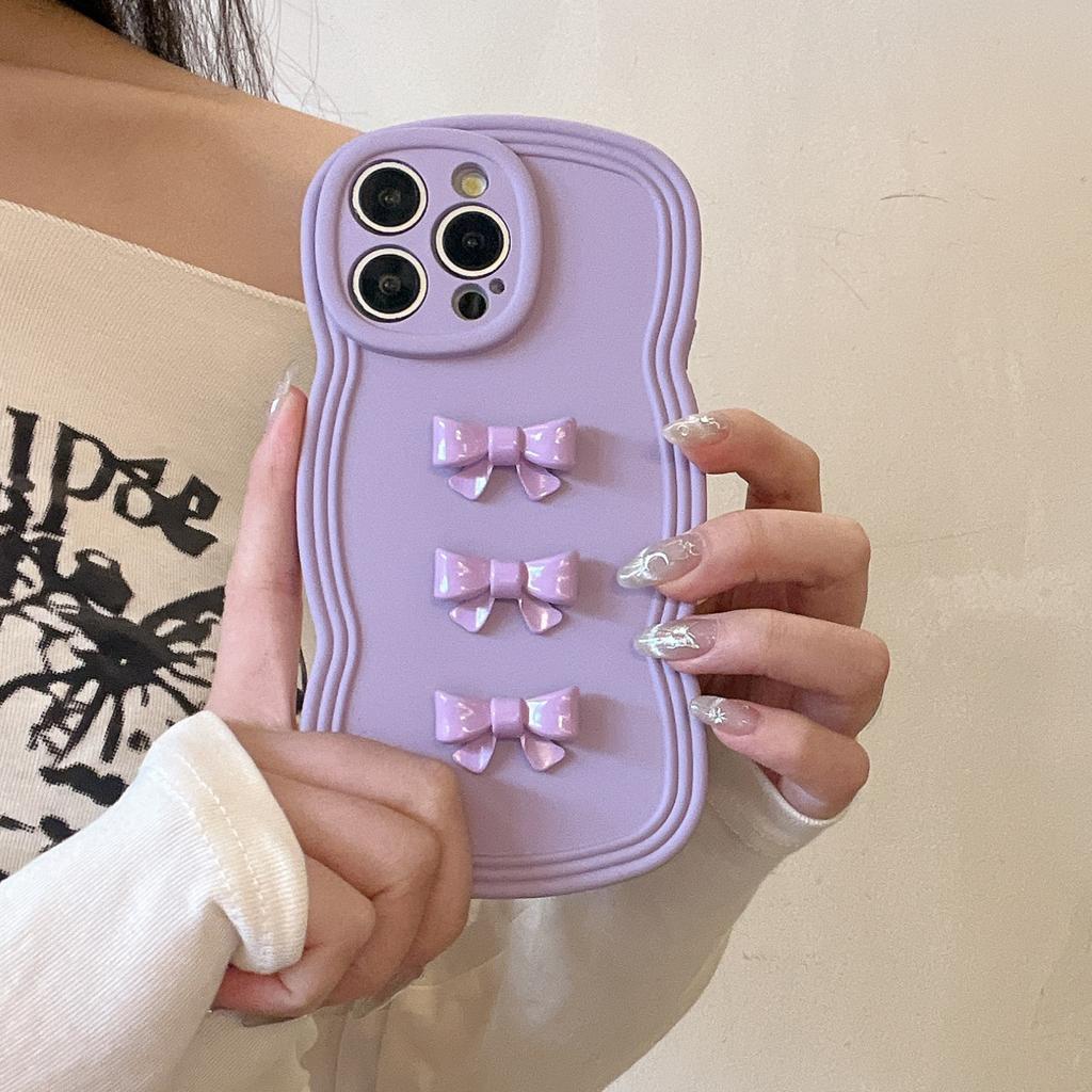 ins sweet and cool three-dimensional bow is suitable for iPhone16Pro max Apple 15 mobile phone case 12/13 soft case.