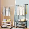 Aoresac Rolling Clothes Rack with Shelves for Hanging Clothes Hats Bags with Shoe Storage, Portable Metal Garment Rack