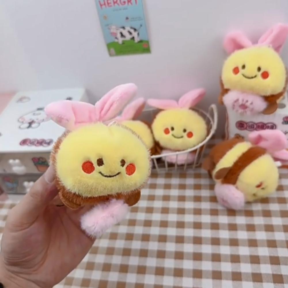 Soft Cartoon Bee Keychain Cartoon Creative Drawstring Doll Bag Accessory Plush Bag Pendant  Friends