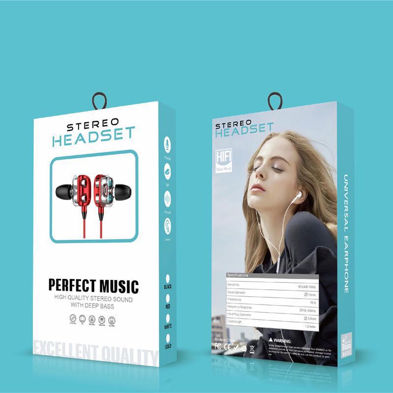 Dual Dynamic Coil In-Ear Headphones with Wired Control, Dual Speakers, and Smartphone Compatibility