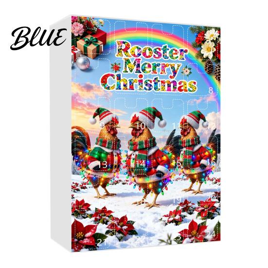 Children Christmas Calendar Windows Holiday Box Multifunctional 24-Day Countdown Chicken Advent with Easy-Open Decoration Family